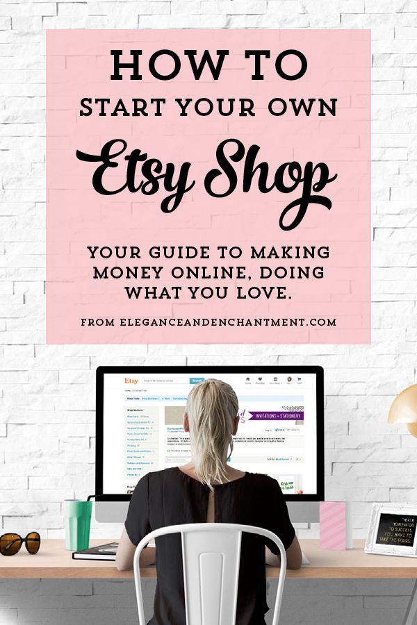 a woman sitting in front of a computer with the words how to start your own easy shop