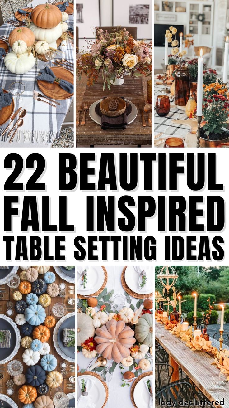 20 Beautiful Fall Inspired Table Setting Ideas Fall Tea Table Setting, Fall Formal Table Decor, Table Decor For Brunch, Table Setting With No Plates, Oval Table Settings Ideas, Table Setting For Fall, Autumn Brunch Decor, Outdoor Thanksgiving Table Setting Ideas, Autumn Place Setting