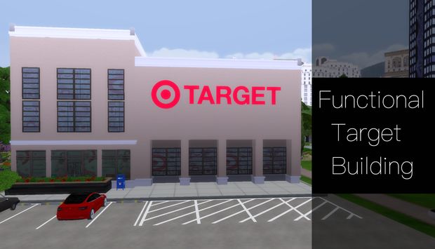 a large target building with cars parked in front of it and the words target on top