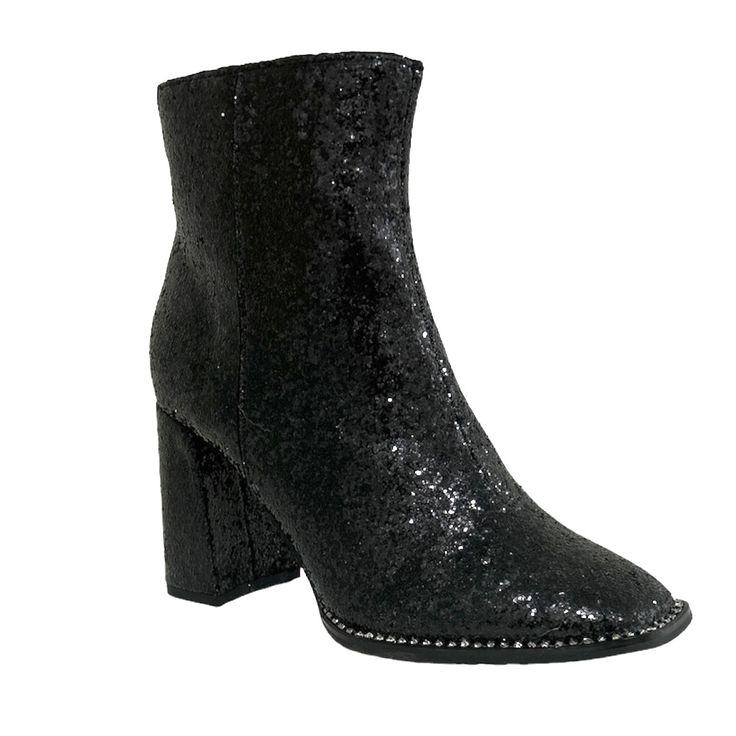 JESSICA SIMPSON SILVYA Heeled Booties Women's Ankle Boots -New with Box -Brand: JESSICA SIMPSON -Color: Black Smooth -Size: 8.5M -Material: Synthetic Chunky Glitter -Heel Height: 3.5 Inch -Shaft Height: 5 Inch -Shaft Circumference: 11.5 Inch -Imitation Pearl Trim at Welt -Square Toe -Block Heel -Side Zipper Closure -Made in China Women's Ankle Boots, Glitter Heels, Sweaters And Jeans, Womens Ankle Boots, Jessica Simpson, Kid Shoes, Side Zipper, Block Heels, Heel Height