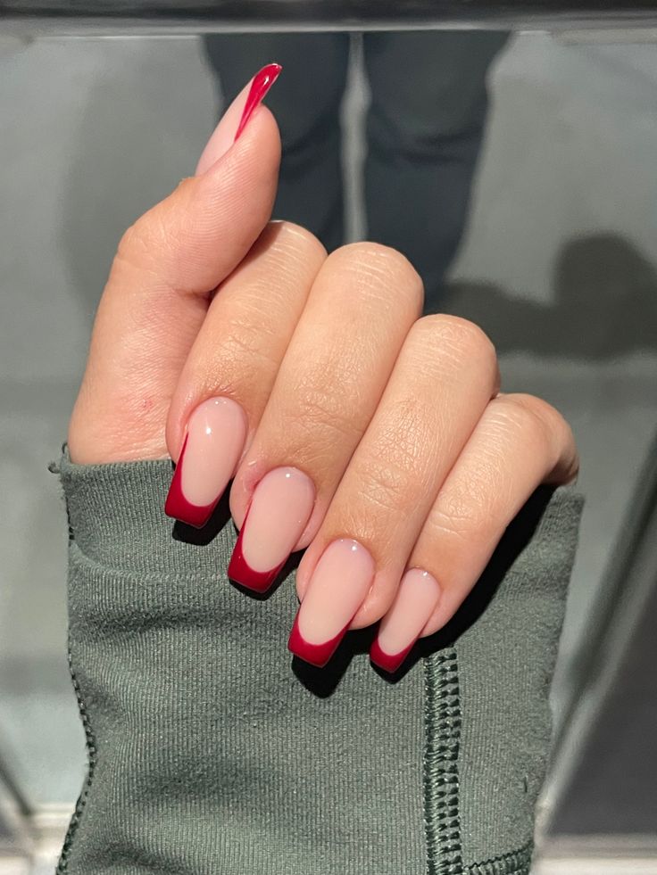 Red Nails Ideas, Red French Tip Nails, Red Tip Nails, Red French Tip, Red Ballerinas, Red French, Tip Nails, Ballerina Nails, French Tip Nails