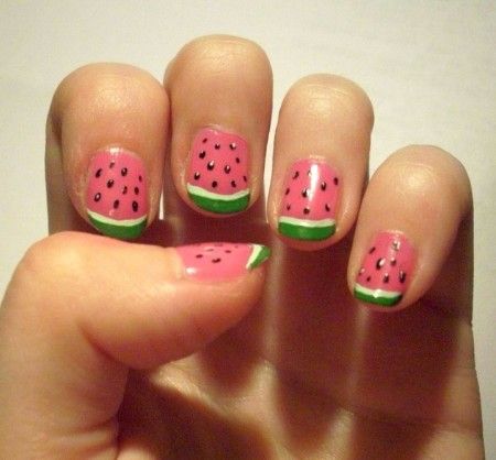 Cute & Easy Nail Art Design Ideas | dropdeadgorgeousdaily.com Watermelon Nail, Do It Yourself Nails, Watermelon Nail Art, Watermelon Nails, Cute Simple Nails, Cute Nail Art Designs, Simple Nail Art Designs, Time Painting, Cute Nail Art