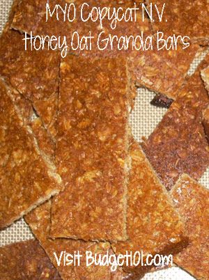 honey oat granola bars on a table with the words, myo cougat nv honey oat granola bars