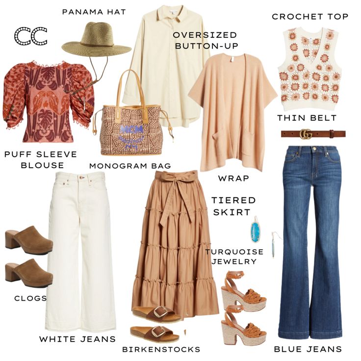 Summer Capsule Wardrobe | 7 Closet Essentials On-Trend Every Woman Can Wear - Closet Choreography Bohemian Capsule Wardrobe Boho Chic, Boho Wardrobe Essentials, Boho Capsule Wardrobe 2023, Boho Chic Capsule Wardrobe, Hippie Capsule Wardrobe, Minimal Boho Fashion, Closet Essentials For Women, Western Capsule Wardrobe, Midsize Wardrobe