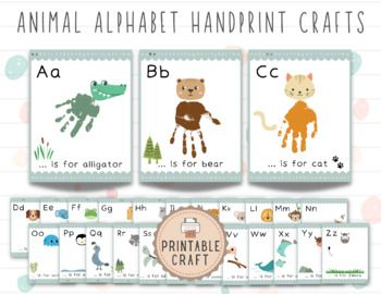 the animal alphabet handprint crafts are available for children to use on their own walls