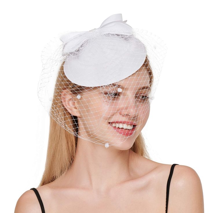 PRICES MAY VARY. High-Quality Materials: Crafted from premium mesh and feather, ensuring both durability and a lightweight feel. Stylish Design: Features a sophisticated bow with pearl accents and delicate polka dot netting for a timeless look. Available in Black, Green, Pink, Dark Red, and White, allowing for versatile styling choices. One Size Fits Most: Convenient alligator clip for easy placement and a secure fit, suitable for various head sizes. Safe Packaging: Packed in a sturdy folded box Pillbox Hat With Veil, Hat With Veil, Hair Clip Wedding, Veiled Hats, Comfortable Headbands, Hat Hair, Feather Flower, Wedding Hair Clips, Pillbox Hat