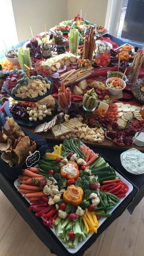 a table filled with lots of different types of food