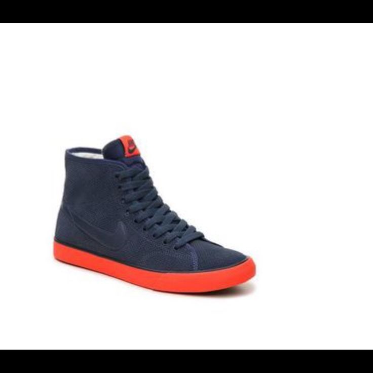 -Suede Outside -Blue And Orange -Fur Inside -High Top -Rubber Soles Nike Fall Sneakers With Round Toe, Blue Round Toe Sneakers For Fall, Blue Lace-up Sneakers For Fall, Nike Low-top Sneakers For Fall, Nike Sporty Fall Sneakers, Orange Low-top Sneakers For Fall, Casual Leather Skate Shoes With Red Sole, Casual Suede High-top Sneakers For Fall, Nike Sporty Sneakers For Fall