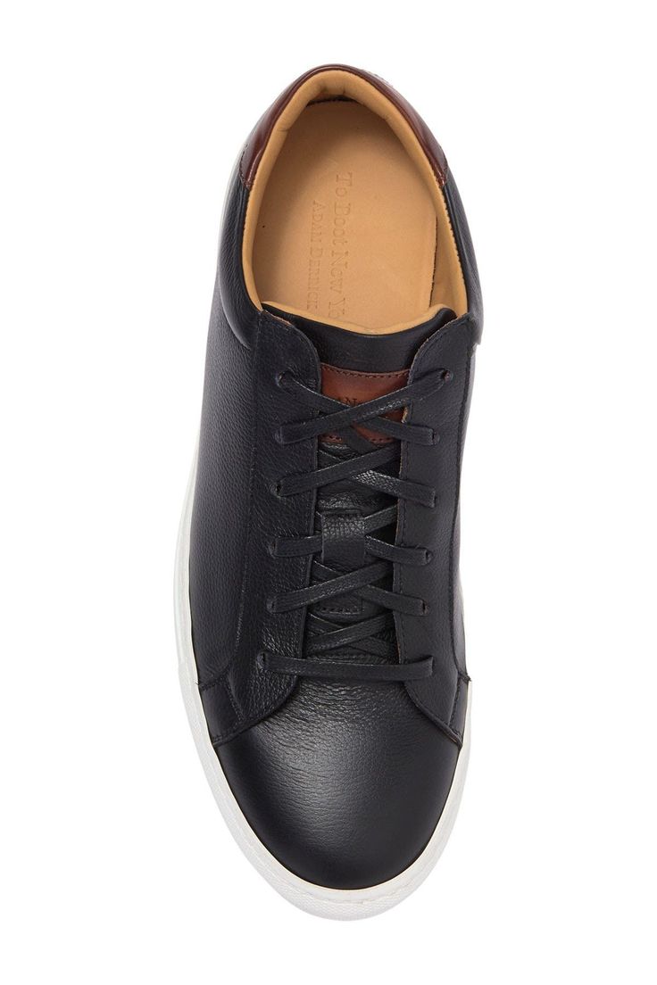 A polished sneaker with a sleek silhouette redefines your everyday looks.Sizing: True to size. M=medium width Leather Mid-top Sneakers With Logo, Mid-top Leather Sneakers With Perforations, Black Leather Sneakers With Zipper Closure, Black Suede High-top Sneakers With Textured Sole, Leather Sneakers Men, Men’s Black Unlined Leather Sneakers Size 11 1/2, Sneaker Men, Black Tan, Black And Tan