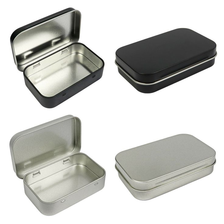 ESSENTIALS AND MORE! Basic Value BUY NOW! GREAT PRICING ALL THE TIME Metal Rectangular Empty Hinged Tins Box Containers 3.75 x 2.45 x 0.8 Inch Silver Looking for basic storage containers to organize and store small items at home, the garage or in the office? These tin boxes have you covered! Small tin containers are hinged and have attached lids.   Great for storing small items like lipstick, lip gloss, lip balm, candy, mints, pills, herbs and more! Take the small tin boxes with you wherever you Girls Camp Crafts, Home Organizer, Mint Tins, Small Tins, Stash Box, Tin Containers, School Accessories, Kit Home, Plastic Box Storage