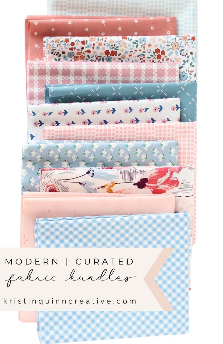 a stack of folded fabric on top of each other with the words modern crafted fabric bundles