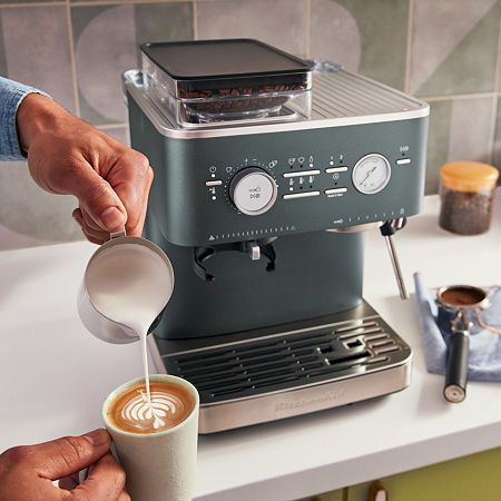 Designed for easy hands-on espresso exploration, take your espresso based drinks to the next level - create wherever your curiosity takes you - from espresso, americano, latte, to cappuccino and much more. Included: 1 Owners Manual(s)Wattage (watts): 1500wMeasurements: 11.26 Height/Inches, 13.15 Width/Inches, 6.38 Length/InchesCord Length (ft.): 3 FtWeight (lb.): 32 LbBase Material: 100% PlasticCare: Keep In A Dry LocationCountry of Origin: Imported Espresso Machine Design, Craft Cafe, Red Dinnerware, Kitchenaid Artisan, Automatic Espresso Machine, Espresso Maker, Espresso Machines, Coffee Accessories, Green Enamel