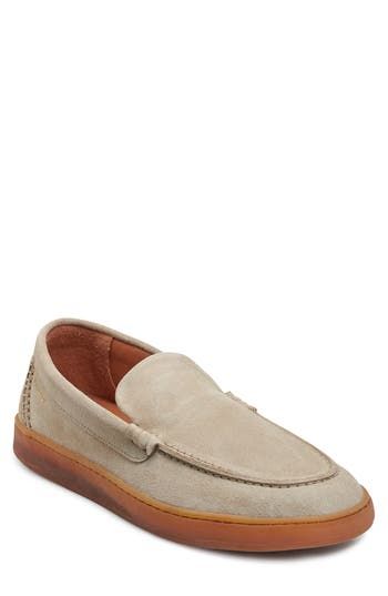 Perfect for everyday wear, this suede loafer is made with a gum latex sole that keeps every step comfortable and supported. Contains natural rubber latex Leather upper and lining/synthetic sole Made in Portugal Casual Slip-on Boat Shoes With Suede Lining, Beige Plain Toe Loafers With Rubber Sole, Beige Slip-on Moccasins With Rubber Sole, Beige Moccasins With Rubber Sole, Casual Suede Moccasins With Vibram Sole, Casual Moc Toe Loafers With Vibram Sole, Beige Casual Loafers With Suede Lining, Casual Beige Loafers With Suede Lining, Suede Plain Toe Moccasins With Contrast Sole