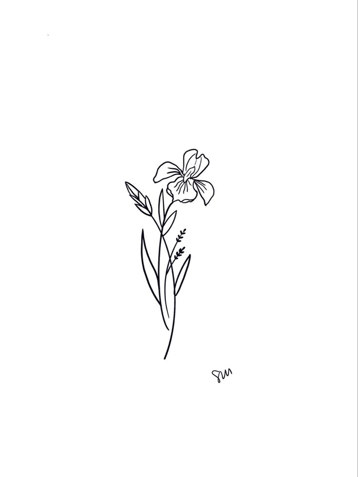 a black and white drawing of some flowers