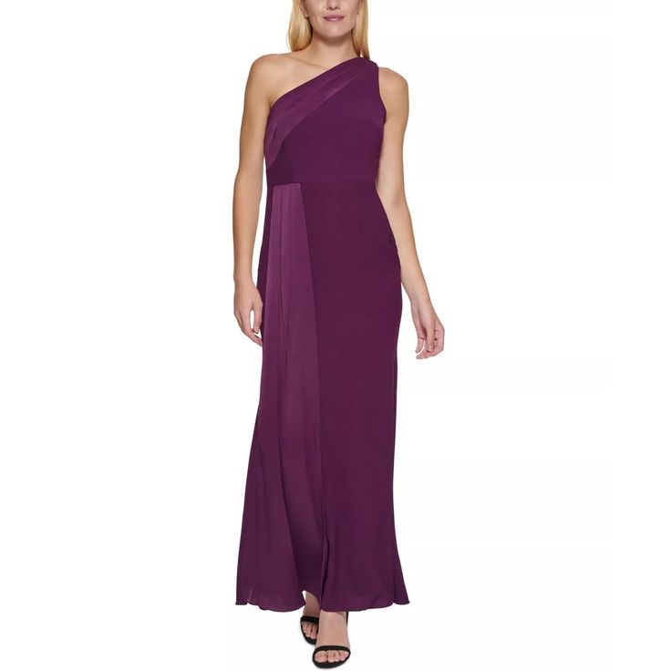 Nwt Vince Camuto Women's One-Shoulder Side-Pleated Gown Dress Color: Purple / Wine Size: 14 Floor-Length Formal Dress Scuba Crepe: Stretchy And Supportive Asymmetrical Neckline With Tonal Trim; Gown Silhouette Zipper With Hook-And-Eye Closure At Side Seam Tonal Pleated Detail At The Side Front Lined Shell: Polyester; Lining: Polyester Hand Wash Imported Elegant Lined One-shoulder Dresses, Elegant Lined One Shoulder Dresses, Elegant One-shoulder Lined Dresses, One Shoulder Pre-draped Formal Maxi Dress, One Shoulder Lined Formal Dress, One-shoulder Lined Formal Dress, One-shoulder Lined Dress For Formal Occasions, Formal One-shoulder Pre-draped Maxi Dress, Formal One Shoulder Pre-draped Maxi Dress