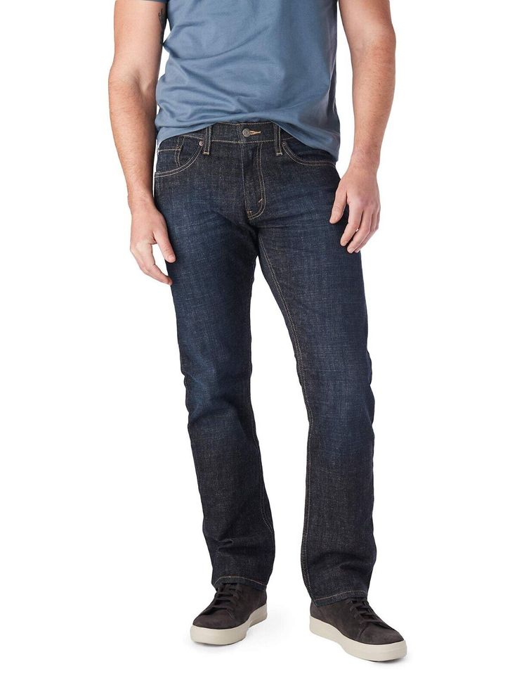 Signature by Levi Strauss & Co. Men’s S51 Straight Fit Premium Jeans (Columbia Dark Wash) Freshen up your classic style with a pair of Signature by Levi Strauss & Co.™ Men’s S51 Straight Fit Jeans. These vintage-wash jeans are created with premium flex denim that stretches and moves with you, have a classic fit that’s easy in the seat, and a straight leg from the knee to the ankle. Versatile enough for any outfit or occasion, wear Signature by Levi Strauss & Co.™ Men’s S51 Straight Fit Jeans fro Vintage Wash Jeans, Biker Jeans, Jeans Dark Wash, Straight Fit Jeans, Slim Straight Jeans, Levi Strauss & Co, Dark Wash Jeans, Washed Jeans, Levi Strauss