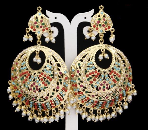 Stunning Statement Earring Perfect For Your Next Festive Occasion 18kt Yellow Gold Plated Hypoallergenic, Nickle and Lead Free Pearl and Multi-colored Gemstone  Jadua Style Chaandbali Design Pushback Closure Whatsapp 551-298-2184 International Shipping Available Desi Jewelry, Earring Indian, Mixed Metal Bracelets, Pearl Chandelier Earrings, Pearl Chandelier, Statement Earring, Jewelry Earring, Rainbow Earrings, Earring Jewelry