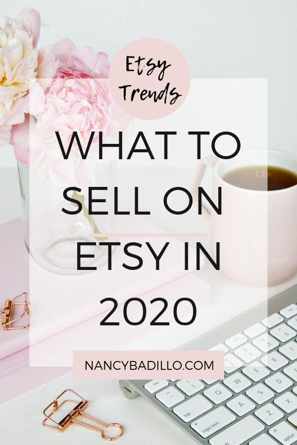 a desk with a keyboard, mouse and flowers on it that says what to sell on etsy in 2020