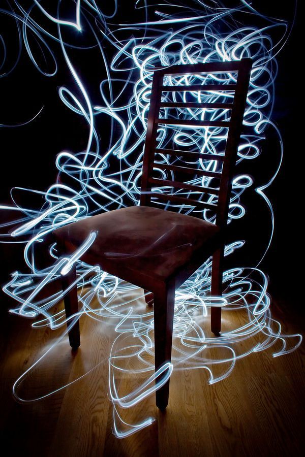 a chair that has some lights on it