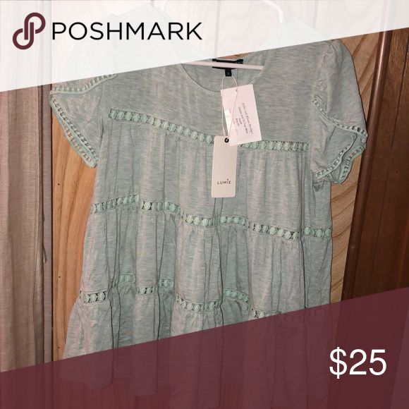 Blouse Pretty mint shirt. Size small. Tops Blouses Fitted T-shirt For Spring Vacation, Mint Shirt, Small Tops, Lace Top, Top Blouse, Blouses, Mint, Womens Sizes, Outfit Inspo