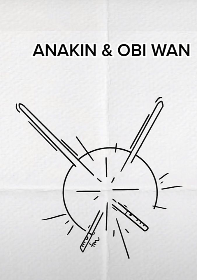 an advertisement with the words anakin and obi wan written on it in black ink