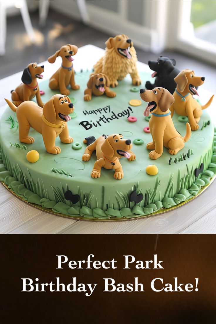 Celebrate Your Pup's Big Day: Park Theme Dog Birthday Party Cake Birthday Cake Animal Theme, Easy Dog Themed Birthday Cake, Dog Theme Birthday Cake, Dog Cake Design Ideas, Dog Birthday Party Cake, Dog Theme Cake, Dog Bday Cake, Dog Themed Cake, Dog Cake Design