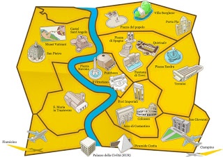 a map of the city of rome with all its landmarks and major tourist attractions on it