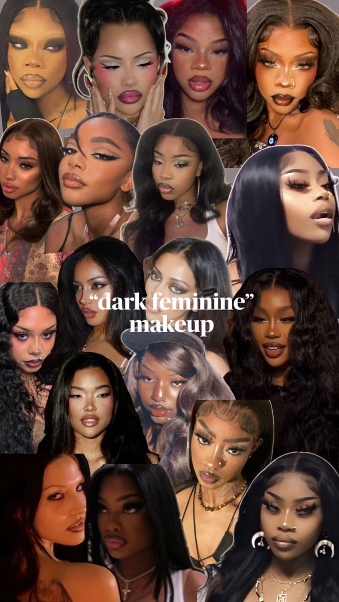 dark feminine makeup aesthetic, unapproachable makeup, dark makeup black women, baddie makeup Black Women Baddie, Unapproachable Makeup, Dark Feminine Makeup, Dark Feminine Style, Feminine Black Women, Dark Skin Makeup Tutorial, Feminine Makeup, Makeup Dark, Brown Girls Makeup