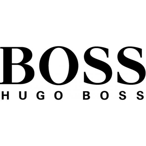 the boss logo is shown in black and white