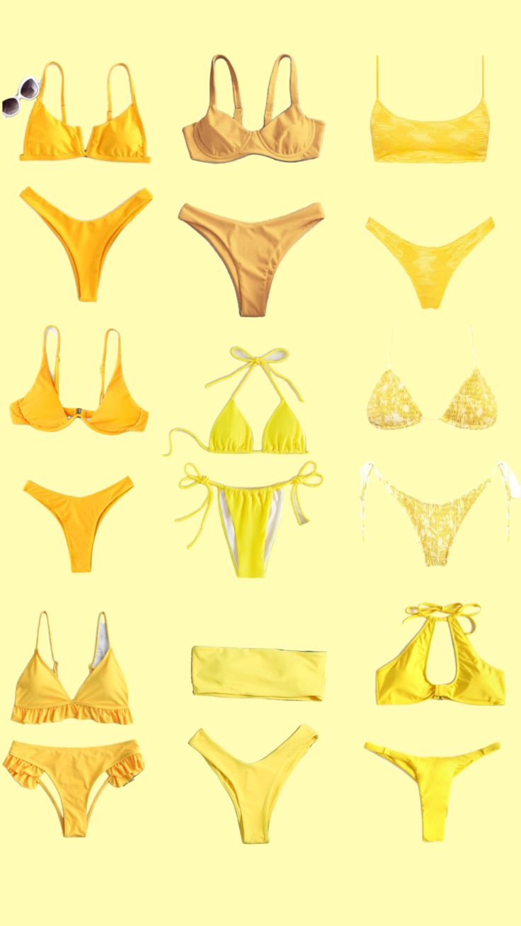 Yellow Beach Outfit, Yellow Bikinis, Beach Outfit Bikinis, Yellow Bathing Suit, Yellow Swimsuit, Formal Chic, Palm Springs Style, Nature Vibes, Yacht Party