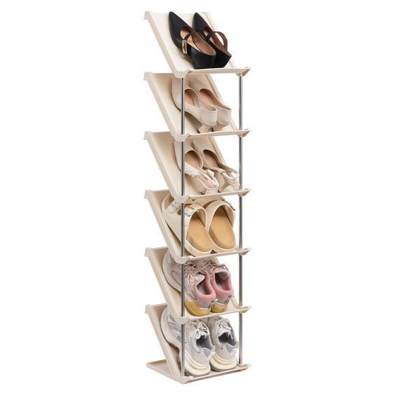 PRICES MAY VARY. Dimensions - Each story is 16.7 inches and the overall height of the six stories is 48 inches. Solid Material - The overall material of the three-dimensional shoe rack is solid, and the bottom is reinforced to make the overall use process more stable. Modular Design - The shoe rack is installed step by step on each floor and can be disassembled according to the height you want. Space Saving - The narrow and high design features of the shoe rack will greatly reduce the space occupation area, and you can place the corner at will. Easy Installation - Simple installation process that can be done alone. The installation video provided will guide you through it quickly. Worry-Free service - If there is any problem with the product you received, please contact us in time and we w Shoe Storage Narrow, Shoe Rack Entryway, Shoes Storage, Bedroom White, Shoe Racks, Shoe Shelf, Plastic Shoes, High Design, Free Service