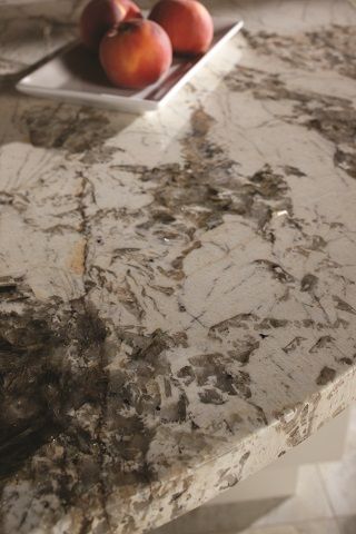 a marble counter top with fruit on it