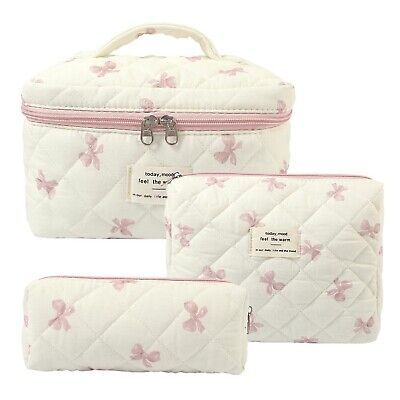 ad eBay - Makeup Bag, 3 PCS Quilted Makeup Bag, Cute Floral Cotton Cosmetic Bag set, Co... - Buy Now, click the link (eBay) Quilted Makeup Bag, Lily Chee, Cosmetic Bag Set, Women Makeup, Presents For Friends, Bag Cute, Travel Toiletries, Travel Cosmetic Bags, Cosmetic Storage