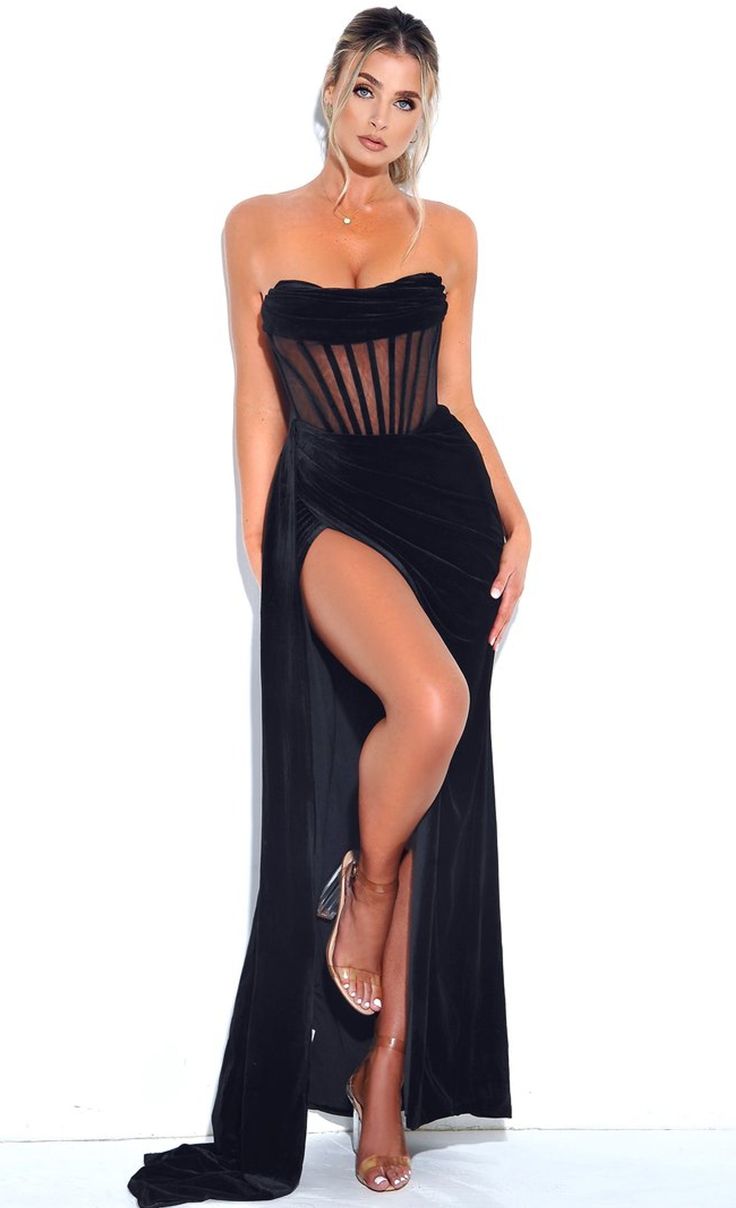 Strapless%20Draped%20Corset%20Maxi%20Velvet%20Dress%20Black%0D%0ADESIGN%3A%0D%0A%0D%0AColour%3A%20Black%0D%0AOff%20the%20shoulder%20design%0D%0ASleeveless%0D%0AMesh%20insert%0D%0ACorset%20design%0D%0ADraped%20detail%0D%0AAsymmetric%20design%0D%0ASlit%20detail%20at%20front%0D%0AExposed%20zipper%20at%20back%0D%0ABody%20sculpting%20design%0D%0AGentle%20Dry%20Clean%20Only%0D%0ALength%3A%20Maxi%0D%0A%0D%0AMATERIAL%3A%0D%0A%0D%0AVelvet%20%2B%20Spandex%0D%0AHigh%20quality%20durable%20fabric.%0D%0ADelicate%20sewing%20and%20hemming%20by%20durable%20needle%20lockstitch%20machine.%0D%0AYKK%20zipper%20(known%20as%20the%20most%20durable%20and%20reliable%20zippers%20manufactured%20today).%0D%0ATo%20maintain%20the%20beauty%20of%20your%20gartment%2C%20please%20follow%20the%20care%20instructions%20on%20the Maxi Velvet Dress, Draped Corset, Velvet Dress Black, Long Sleeve Bandage Dress, Celebrity Inspired Dresses, Velvet Dresses, Black Dress Prom, Black Velvet Dress, Silk Maxi Dress