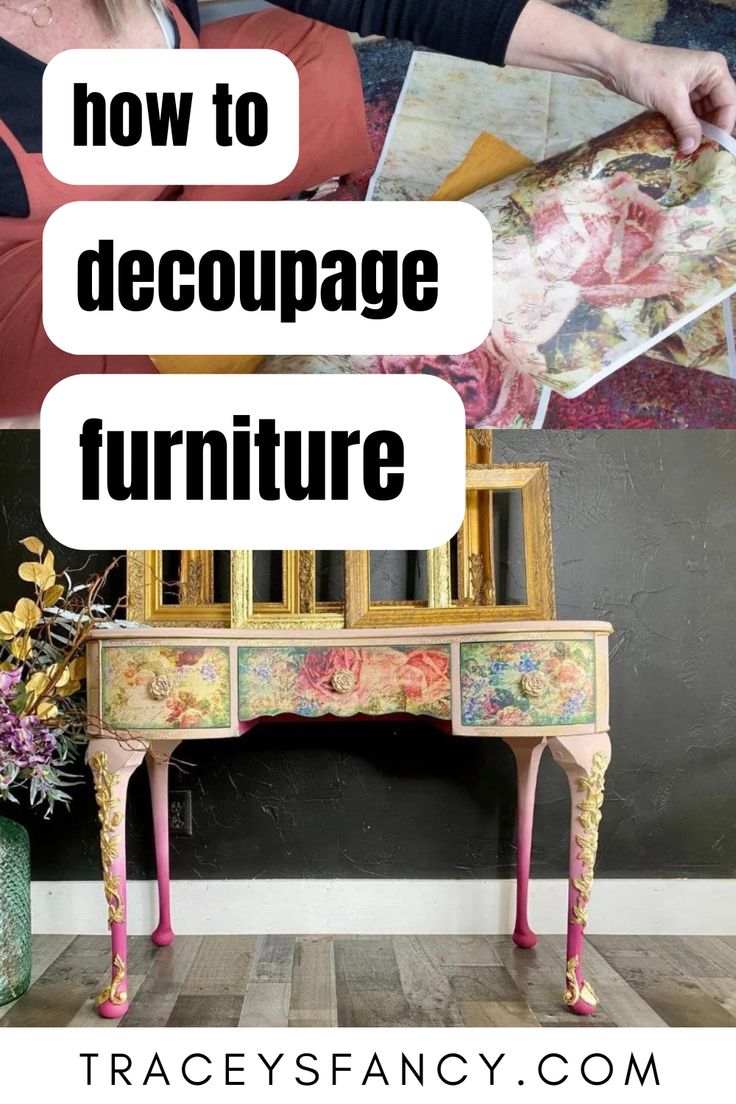 a woman sitting on the floor with an old dresser