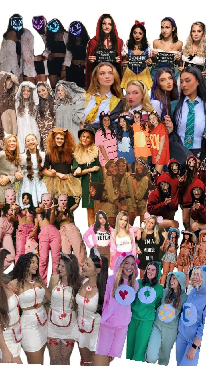 a collage of people dressed in costumes