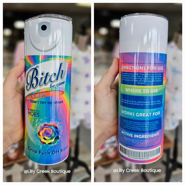 two pictures of a person holding up a can of bixl water based deodorant