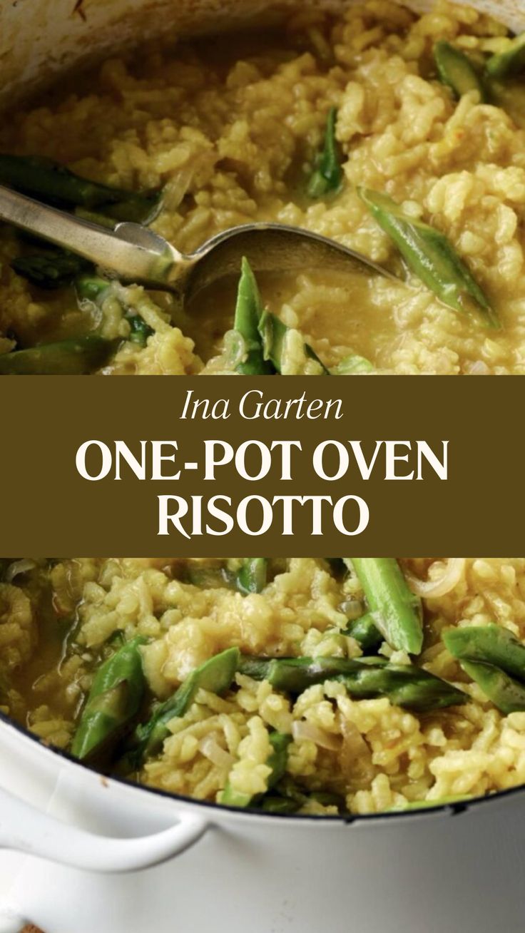 Ina Garten One-pot Oven Risotto Ina Garten Oven Risotto, Ina Garten Dinner, Garlic Risotto Recipes, What Goes With Risotto, One Pot Oven Risotto Ina Garten, Ina Garten Baked Risotto, One Pot Risotto, Risotto In The Oven, Ina Garten Risotto Recipes