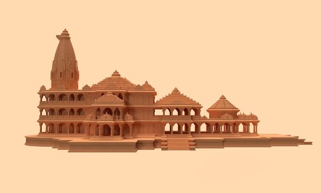 an architectural model of a building with arches and domes on top, against a beige background