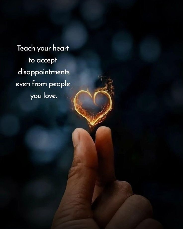 someone holding a heart shaped object in their hand with the words teach your heart to accept disappointments even from people you love