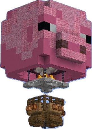 an image of a pink minecraft character hanging from the ceiling with fire coming out of it