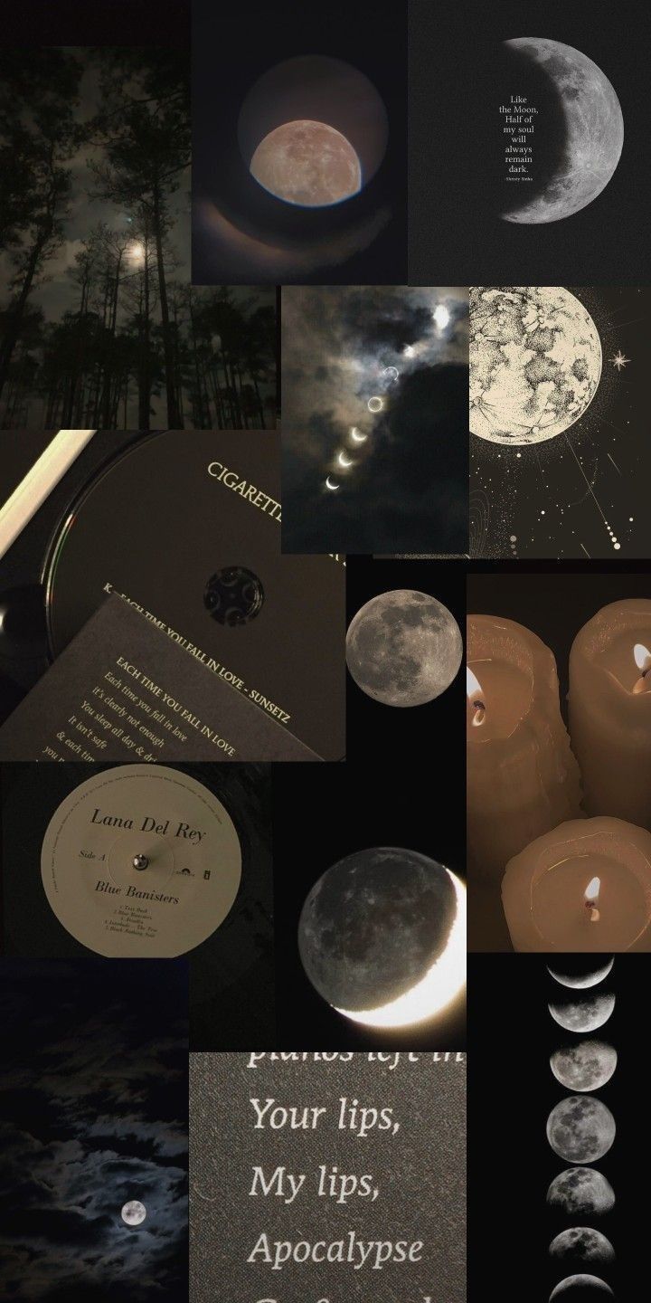 the moon and its phases are shown in this collage, with text on it