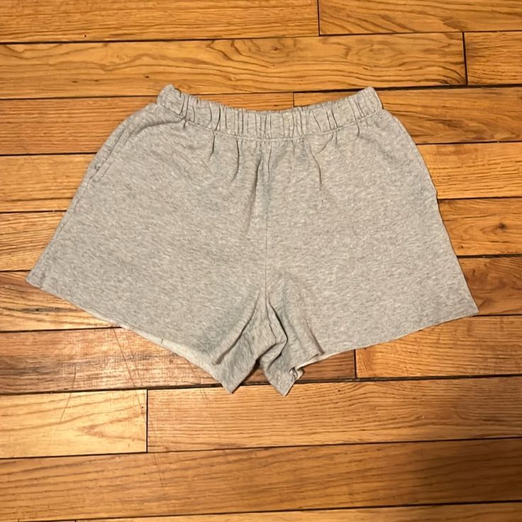 Super Cute Light Grey Sweat Shorts From Aerie, Size Medium, Basically Brand New, Has Pockets With A Small Pocket On The Back Casual Bottoms With Built-in Shorts For Weekend, Comfortable Bottoms With Elastic Waistband For Weekend, Comfy Summer Bottoms For Everyday Wear, Casual Bottoms With Built-in Shorts For Lounging, Casual Shorts For Lounging, Casual Lounging Shorts, Casual High-waisted Pajama Shorts For Lounging, Comfortable Short-length Bottoms For Weekend, Comfortable Short Length Bottoms For Weekend