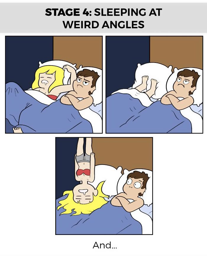 a comic strip with an image of a man in bed and the caption that reads,