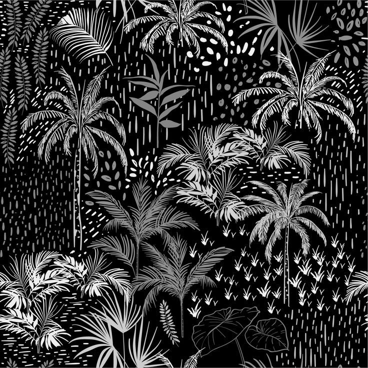 black and white drawing of tropical plants in the rain stock photo, images and royalty