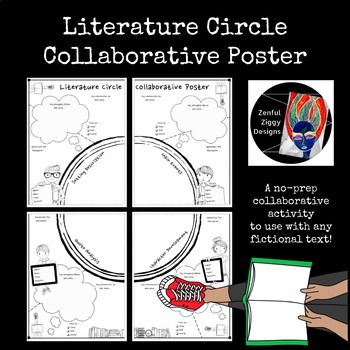 the literature circle collaborative poster is shown with text and pictures on it