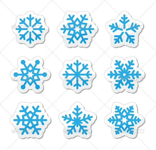 blue snowflakes on white background