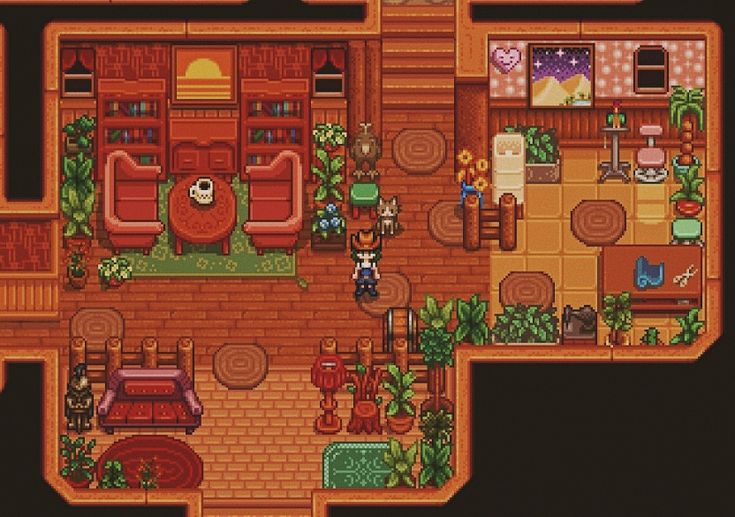 an overhead view of a living room and kitchen area in the legend of zelda