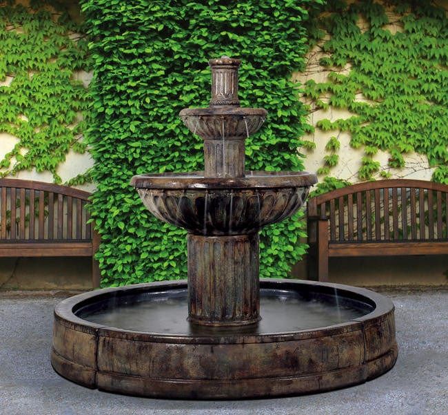 Henri Studio Fluted in Valencia Fountain Large Outdoor Fountains, Table Fountain, Outdoor Fountains, Outdoor Water Feature, Garden Water Fountains, Fountain Feature, Water Fountains Outdoor, Fiberglass Pools, Outdoor Fountain