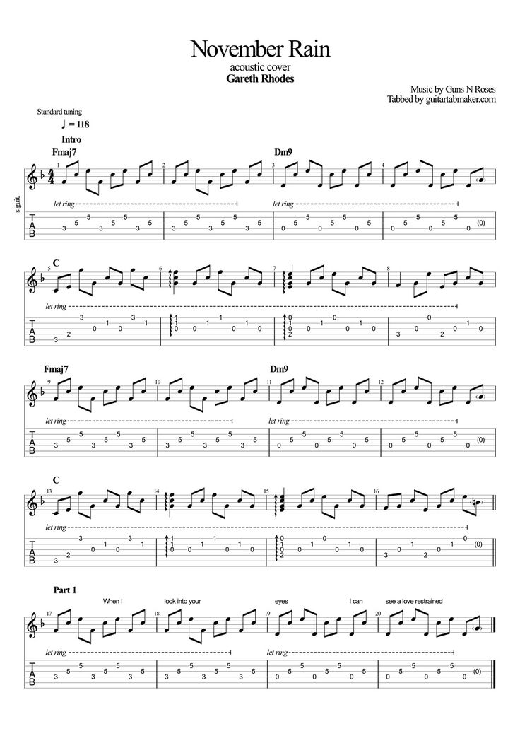 the november rain guitar tab with notes